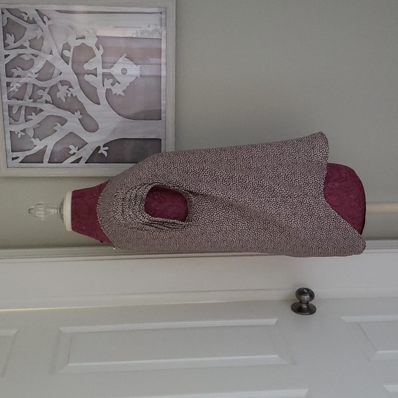 Lily White Polka Dot Blouse Size M Tan & Black - Picture 2 of 6